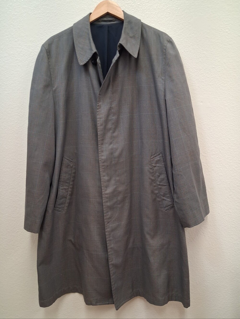 70s LONDON FOG Vintage Clipper Mill Plaid Men’s Trench Coat Size 44R (2XL)
